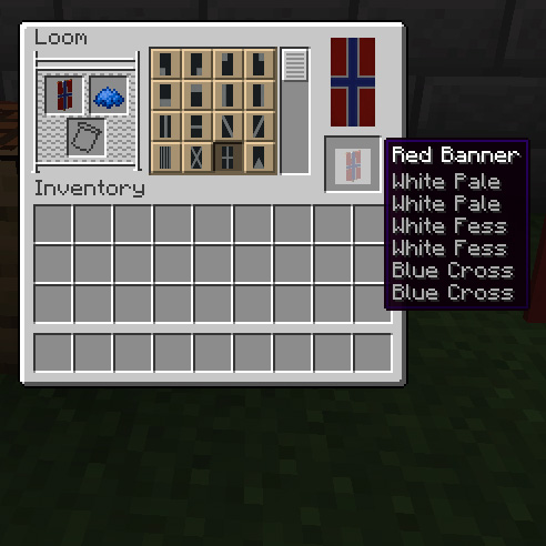 Loom recipe for Norway banner in Minecraft