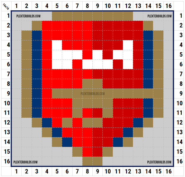 Arsenal logo pattern for Minecraft 16 x 16 pixel art by Plekter Builds.